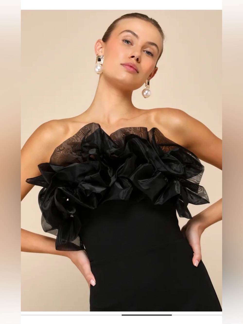 Lulu's Black Ruffle Strapless Maxi Dress - Picture 4 of 6